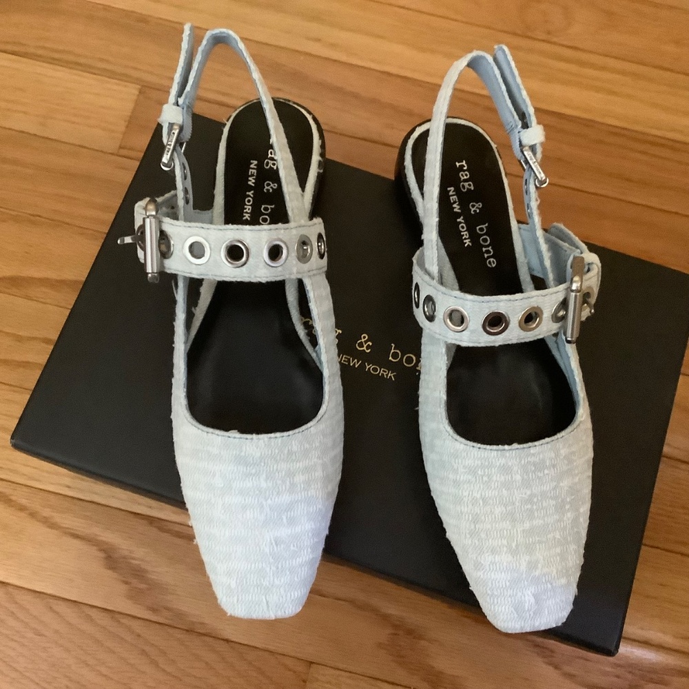 Rag & Bone Astra Slingback Flat Light Blue SZ EU 38/US 8 - Picture 4 of 15
